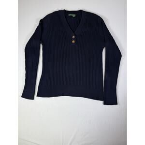 Ralph Lauren Womens Cotton Pullover Sweater Dark Blue Size XL